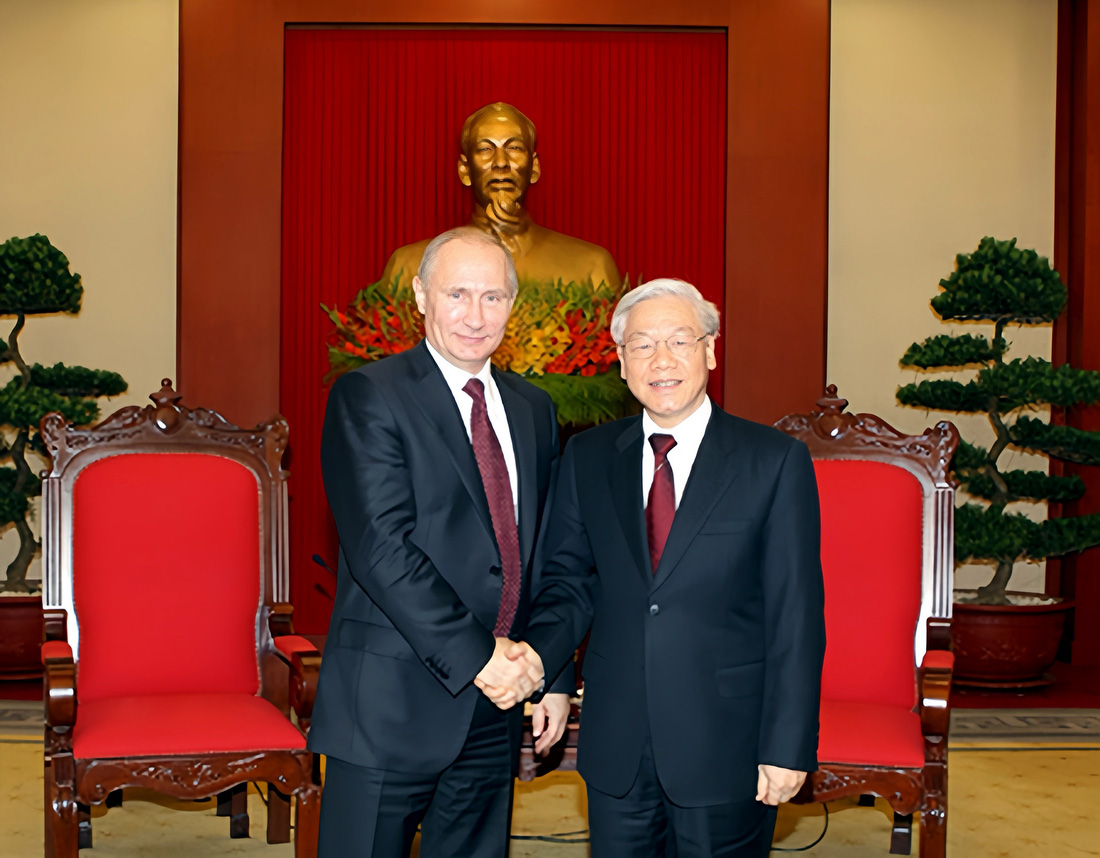 Tổng bí thư Nguyễn Phú Trọng gặp Tổng thống Putin tại Hà Nội tháng 11-2013 - Ảnh: TTXVN