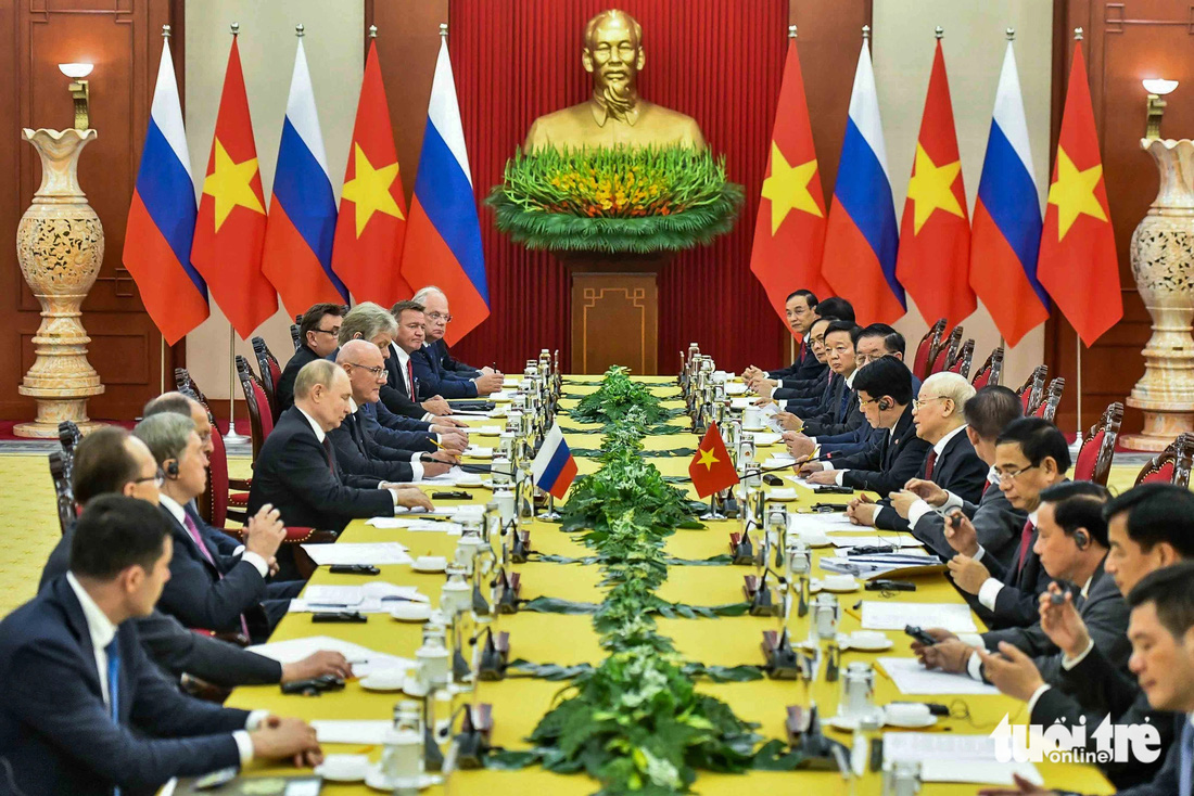 Chiều 20-6, trong khuôn khổ chuyến thăm cấp nhà nước Việt Nam, Tổng thống Putin đã có cuộc hội đàm với Tổng bí thư Nguyễn Phú Trọng - Ảnh: DUY LINH