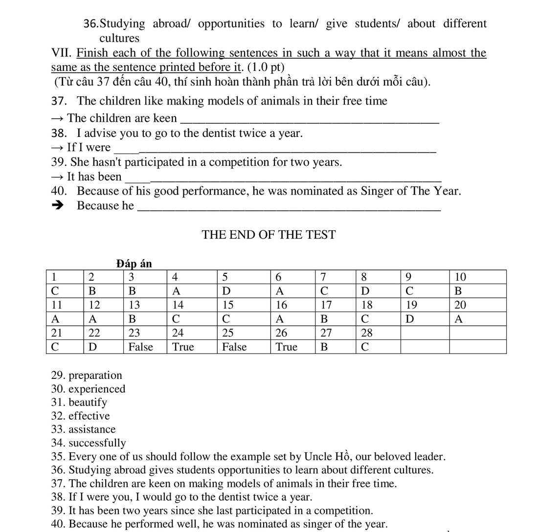 Đề thi và gợi ý bài giải môn tiếng Anh thi vào lớp 10 TP.HCM- Ảnh 4.