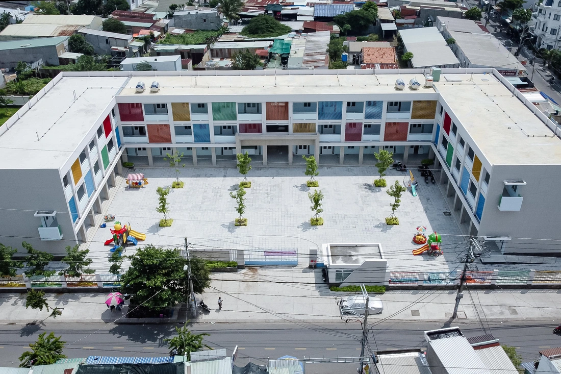 Nhấn vào ảnh để phóng to Trường mầm non Nguyệt Quế (phường Bình Hưng Hòa A) với quy mô 20 phòng học, tiếp nhận 500 học sinh gồm học sinh tại địa bàn phường Bình Hưng Hòa A và các phường lân cận - Ảnh: UBND quận Bình Tân