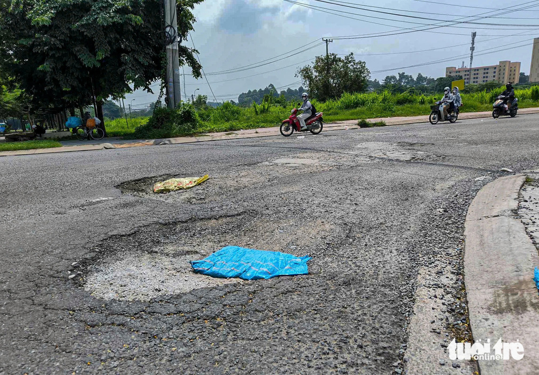 Nhiều con đường ở làng đại học TP.HCM chi chít 'ổ gà, ổ voi' - Ảnh 3.