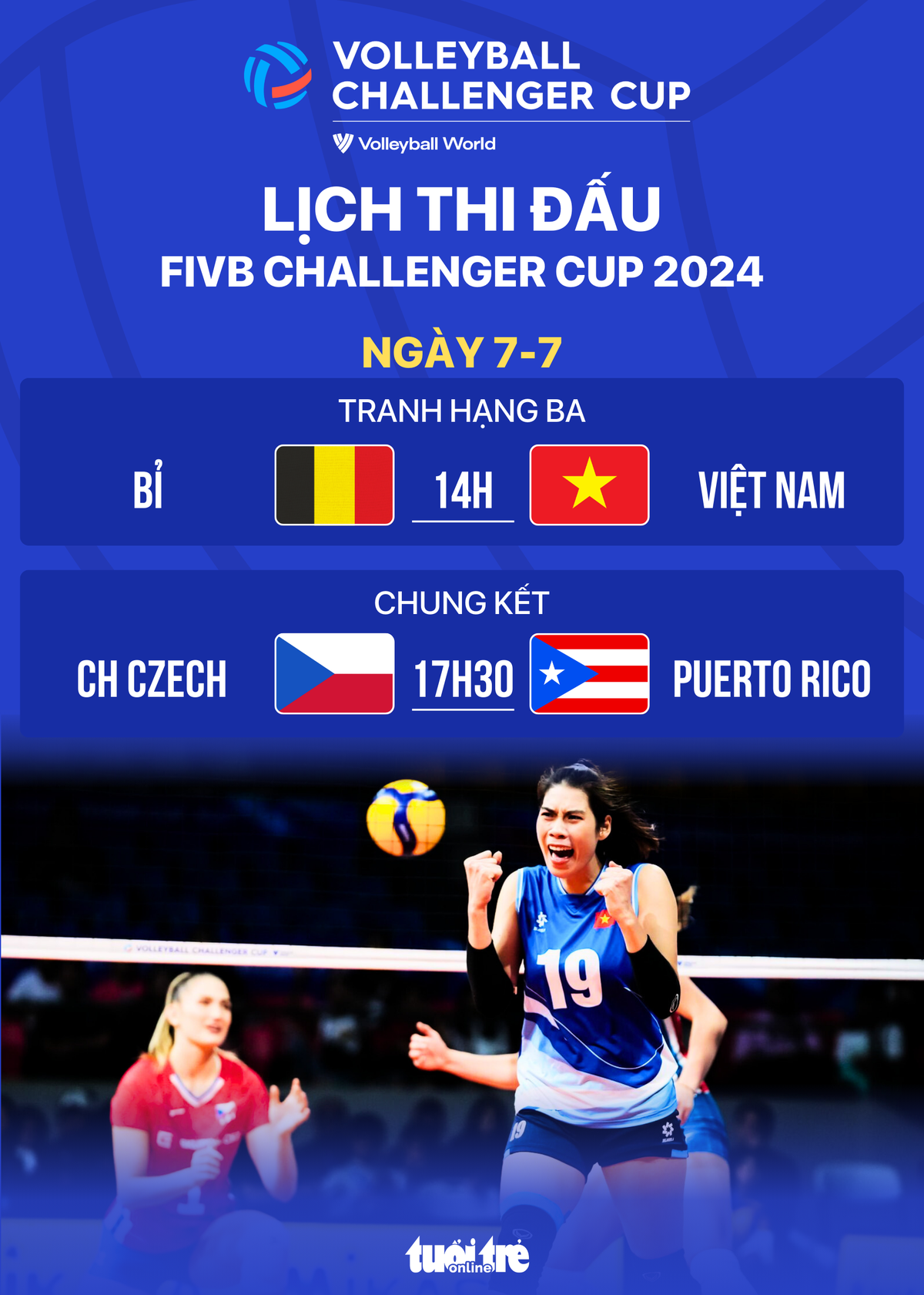 Lịch thi đấu FIVB Challenger Cup 2024 Bóng chuyền nữ Việt Nam gặp Bỉ