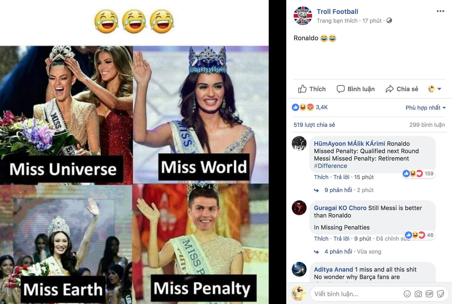 Ronaldo xấu xí, dân mạng... chúc mừng Messi - Ảnh 5.
