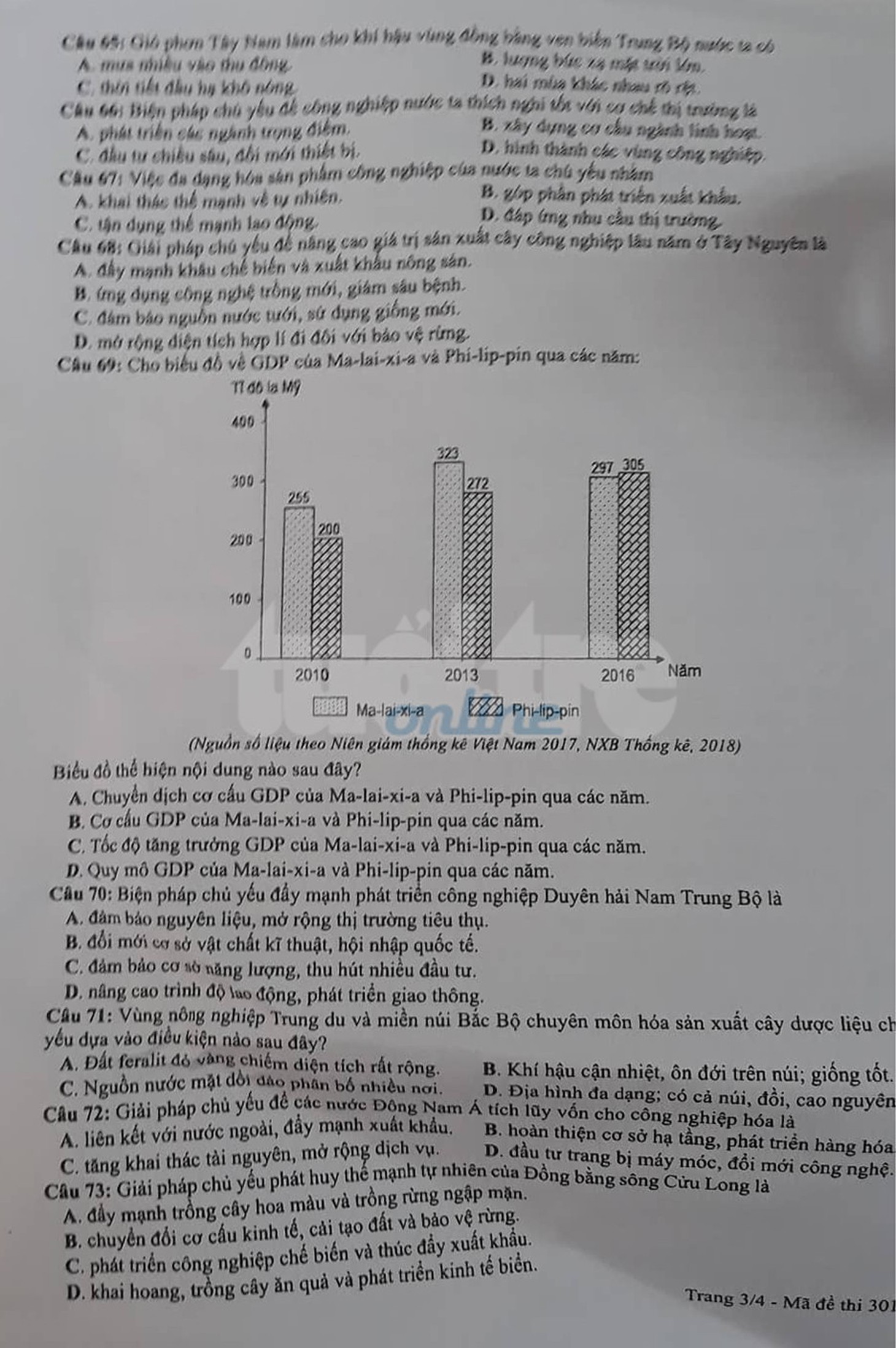Đáp án môn địa lý THPT quốc gia 2019 - Ảnh 11.