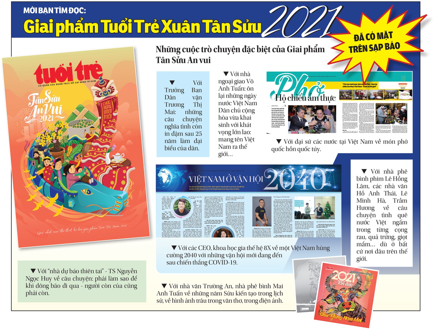 Mua giai phẩm Tuổi Trẻ Xuân Tân Sửu an vui để gặp những nhân vật thú vị - Ảnh 1.