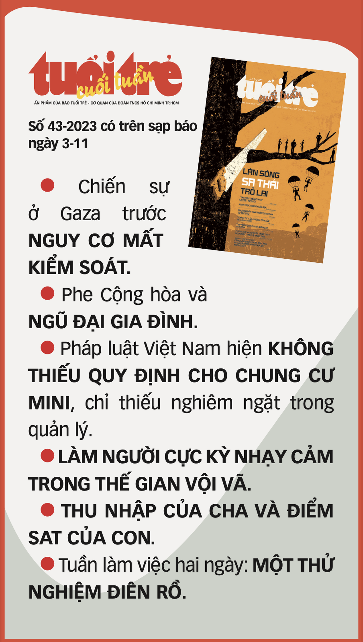 Một số tin tức đáng chú ý trên Tuổi Trẻ Cuối Tuần số 43-2023