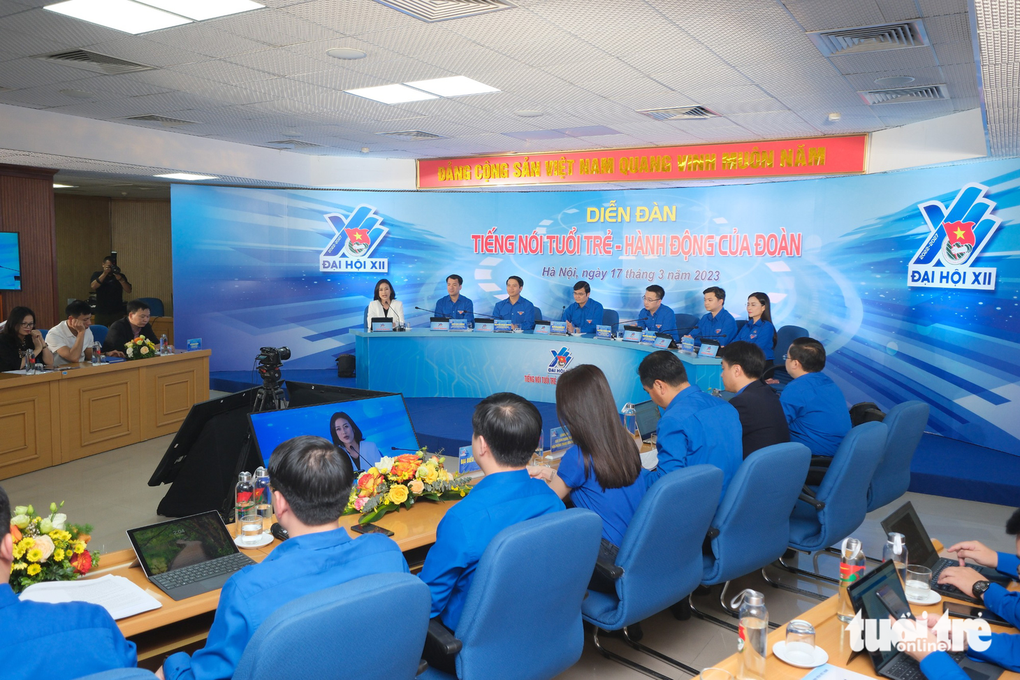 Diễn đàn trực tuyến Tiếng nói tuổi trẻ - Hành động của Đoàn ngày 17-3 - Ảnh: NAM TRẦN