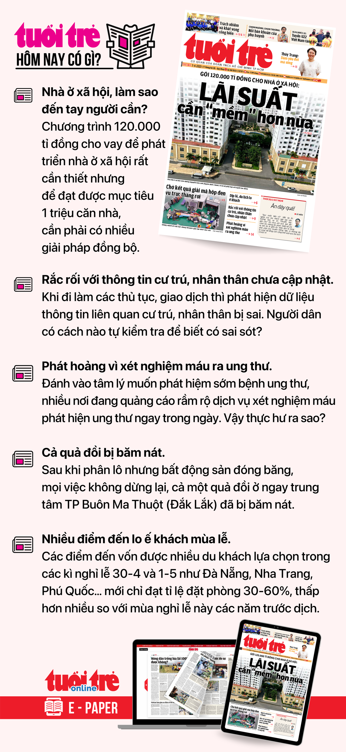 Tin tức chính trên Tuổi Trẻ nhật báo hôm nay 7-4. Để đọc Tuổi Trẻ báo in phiên bản E-paper, mời bạn đăng ký Tuổi Trẻ Sao TẠI ĐÂY
