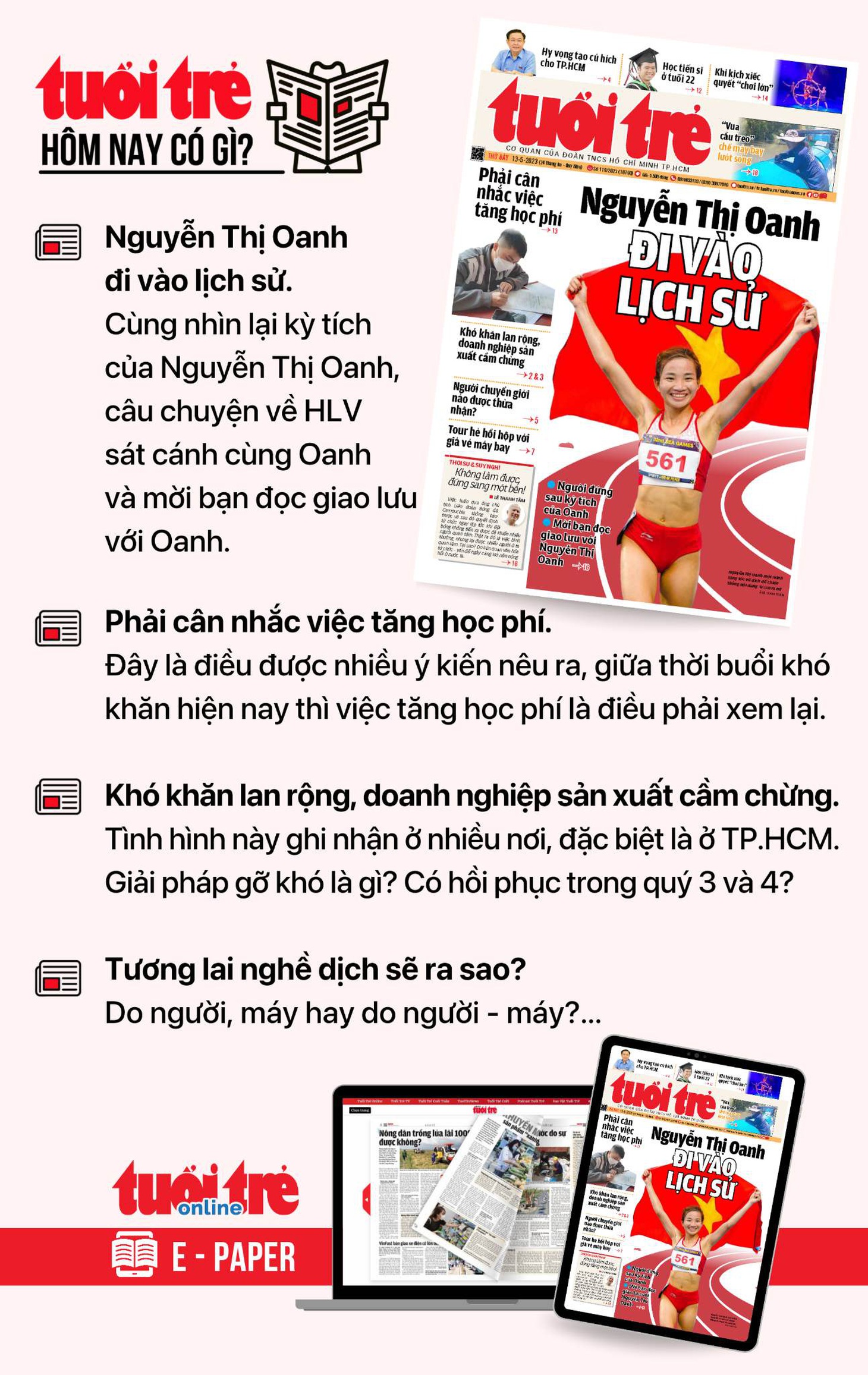 Tin tức chính trên Tuổi Trẻ nhật báo hôm nay 4-5. Để đọc Tuổi Trẻ báo in phiên bản E-paper, mời bạn đăng ký&nbsp;Tuổi Trẻ Sao TẠI ĐÂY