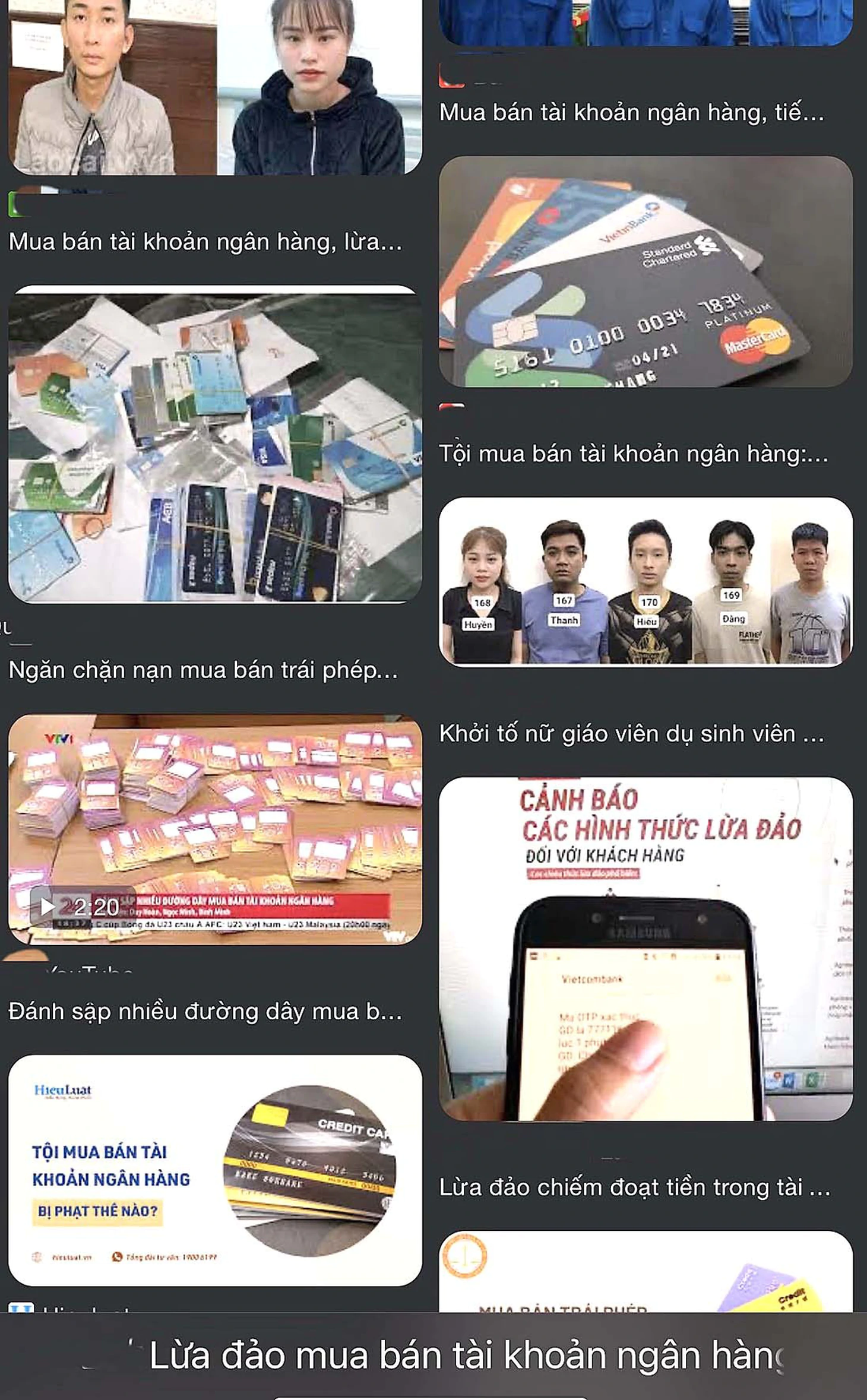 Nhiều trường hợp các nhóm lừa đảo lợi dụng việc mua bán, cho mượn tài khoản ngân hàng để trục lợi bị cơ quan chức năng phát hiện - Ảnh: MINH ANH chụp lại màn hình