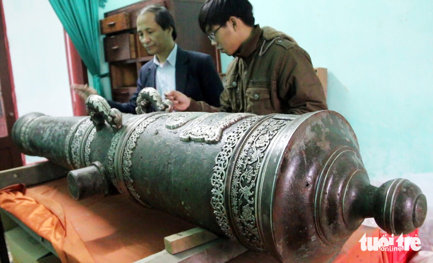 Một trong ba khẩu thần công Bảo quốc An dân đại tướng quân của Bảo tàng Hà Tĩnh - Ảnh: THÁI LỘC