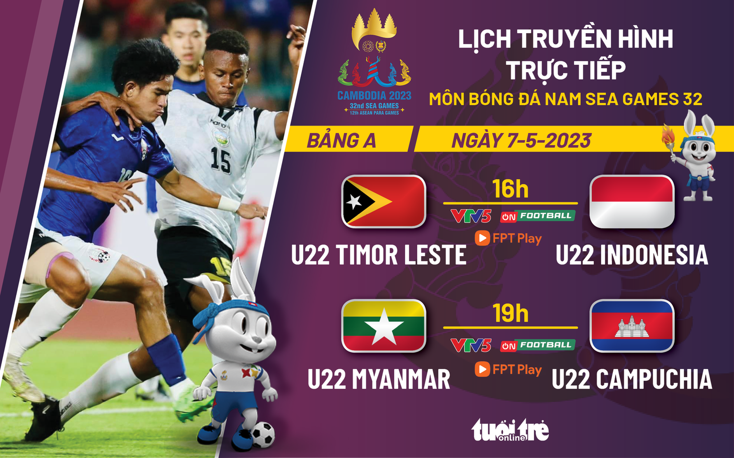 Lịch trực tiếp bóng đá nam SEA Games 32: Chờ U22 Indonesia và Campuchia vào bán kết - Ảnh 1.