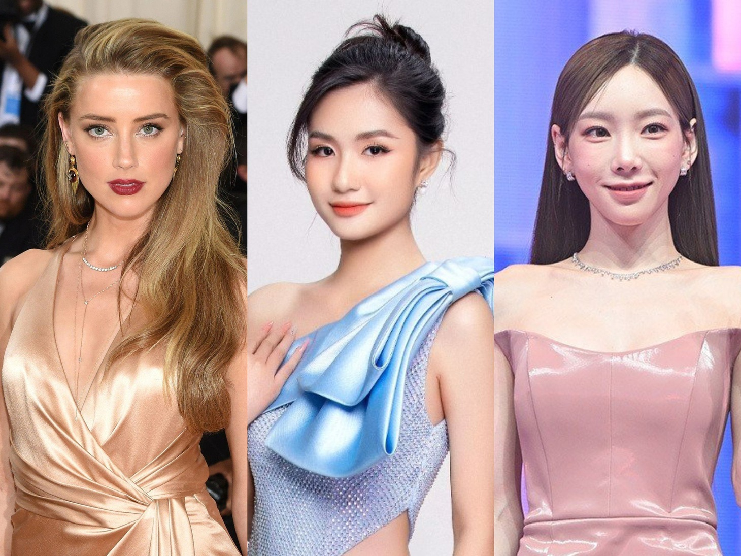 Từ trái qua: Nữ diễn viên Amber Heard, hoa hậu Nguyễn Thanh Hà, ca sĩ Taeyeon - Ảnh: Facebook nhân vật