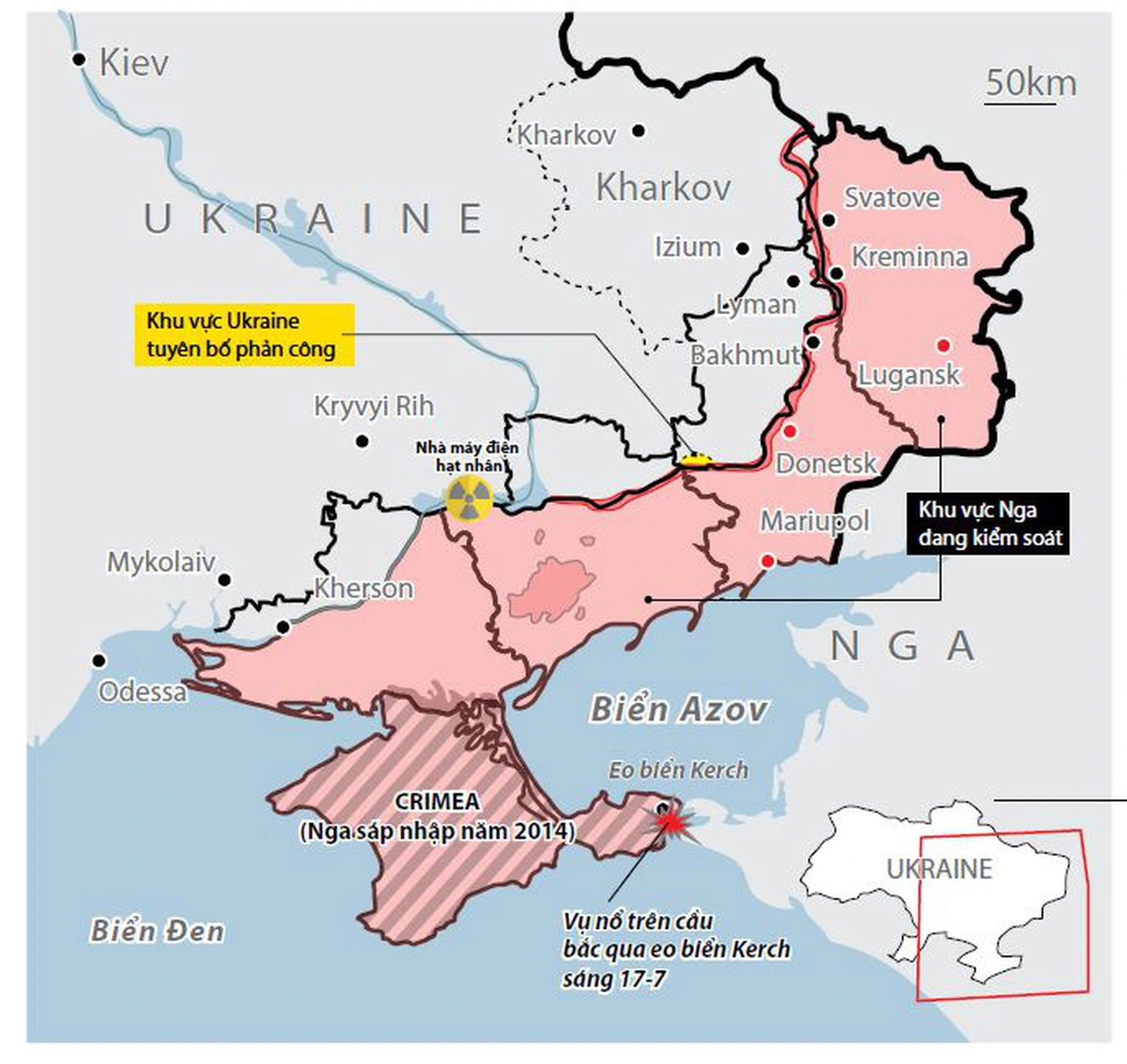 Tình hình chiến sự Nga - Ukraine (đến 17-7-2023) - Nguồn: Financial Times, ISW- Dữ liệu: BÌNH AN- Đồ họa: N.KH.
