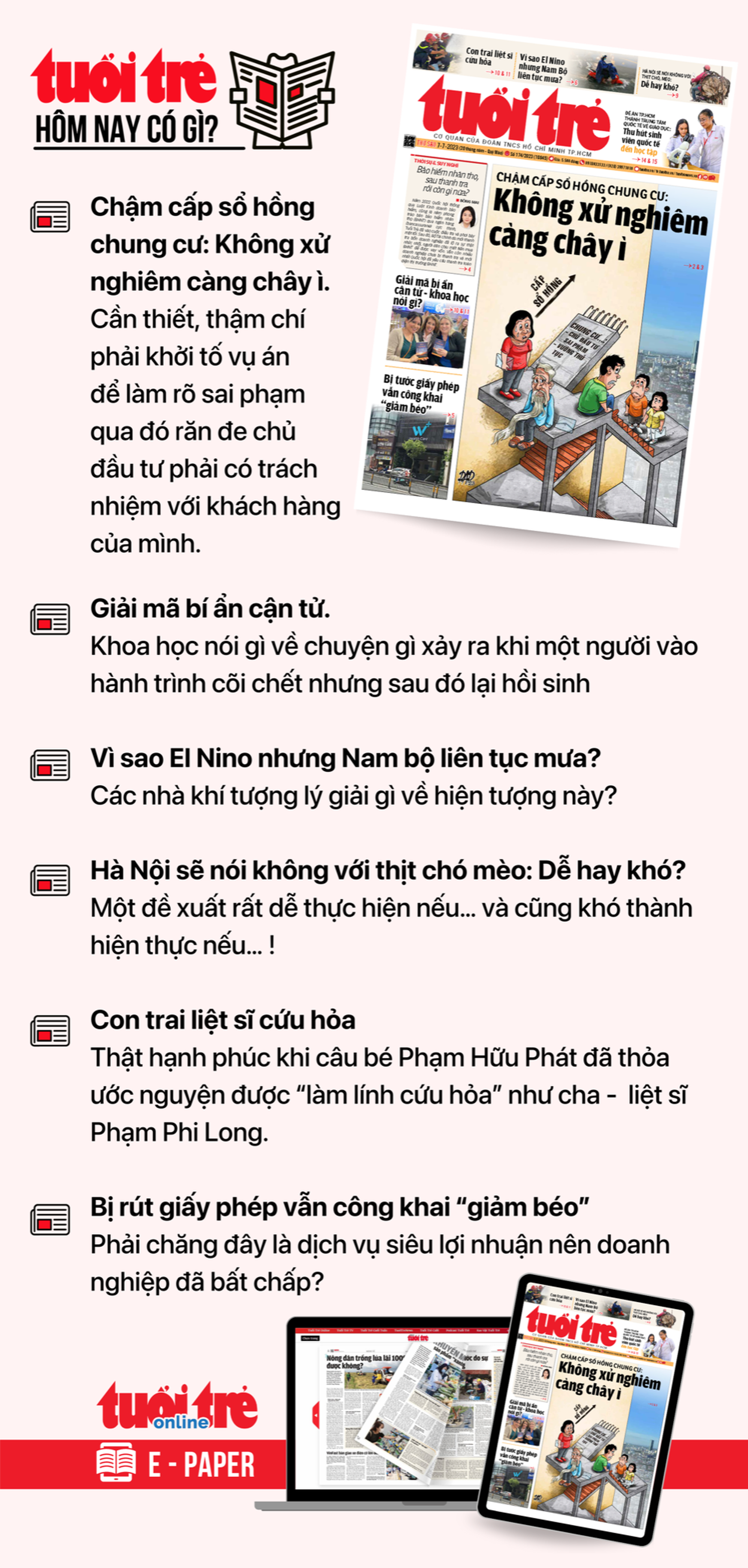 Tin tức chính trên Tuổi Trẻ nhật báo hôm nay 7-7. Để đọc Tuổi Trẻ báo in phiên bản E-paper, mời bạn&nbsp;đăng ký Tuổi Trẻ Sao TẠI ĐÂY.