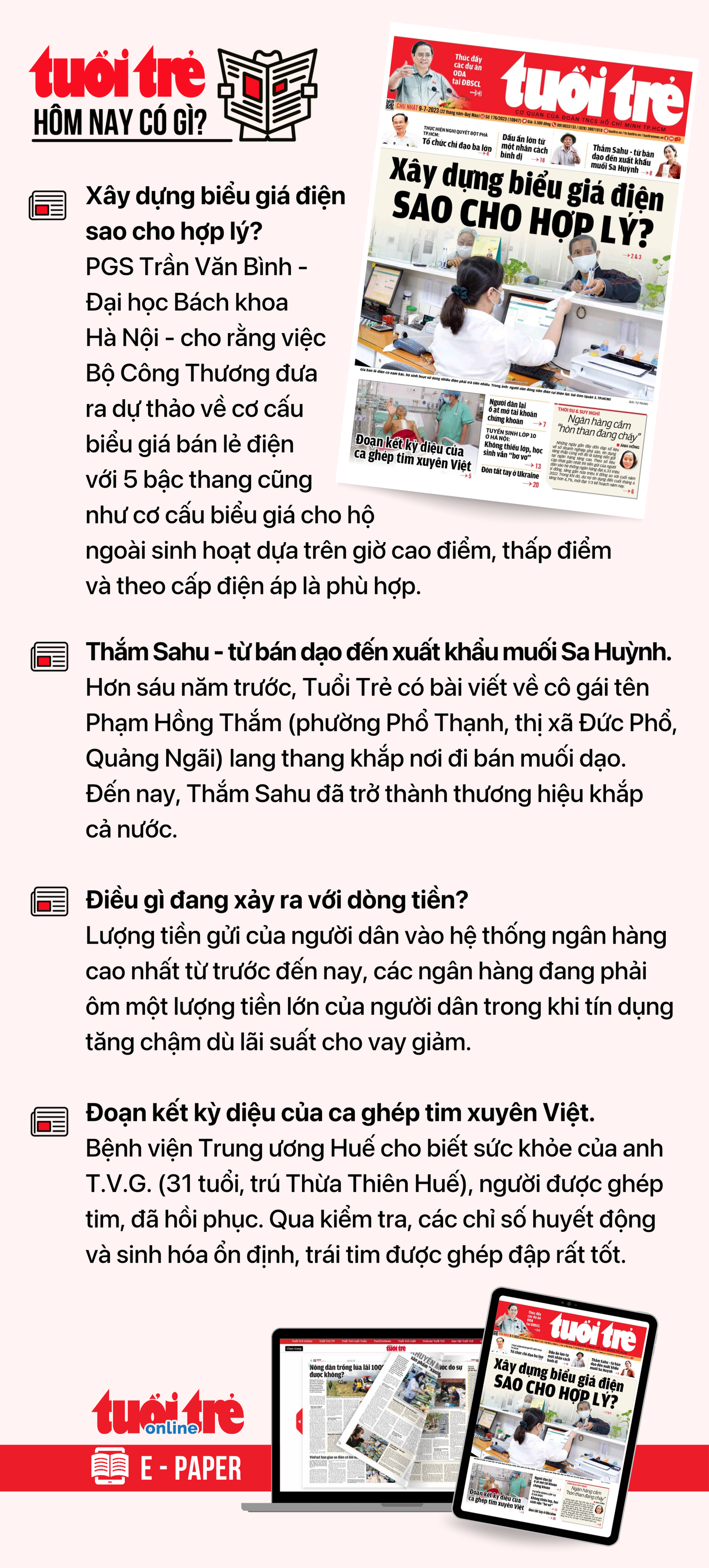 Tin tức chính trên Tuổi Trẻ nhật báo hôm nay 9-7. Để đọc Tuổi Trẻ báo in phiên bản E-paper, mời bạn đăng ký Tuổi Trẻ Sao TẠI ĐÂY