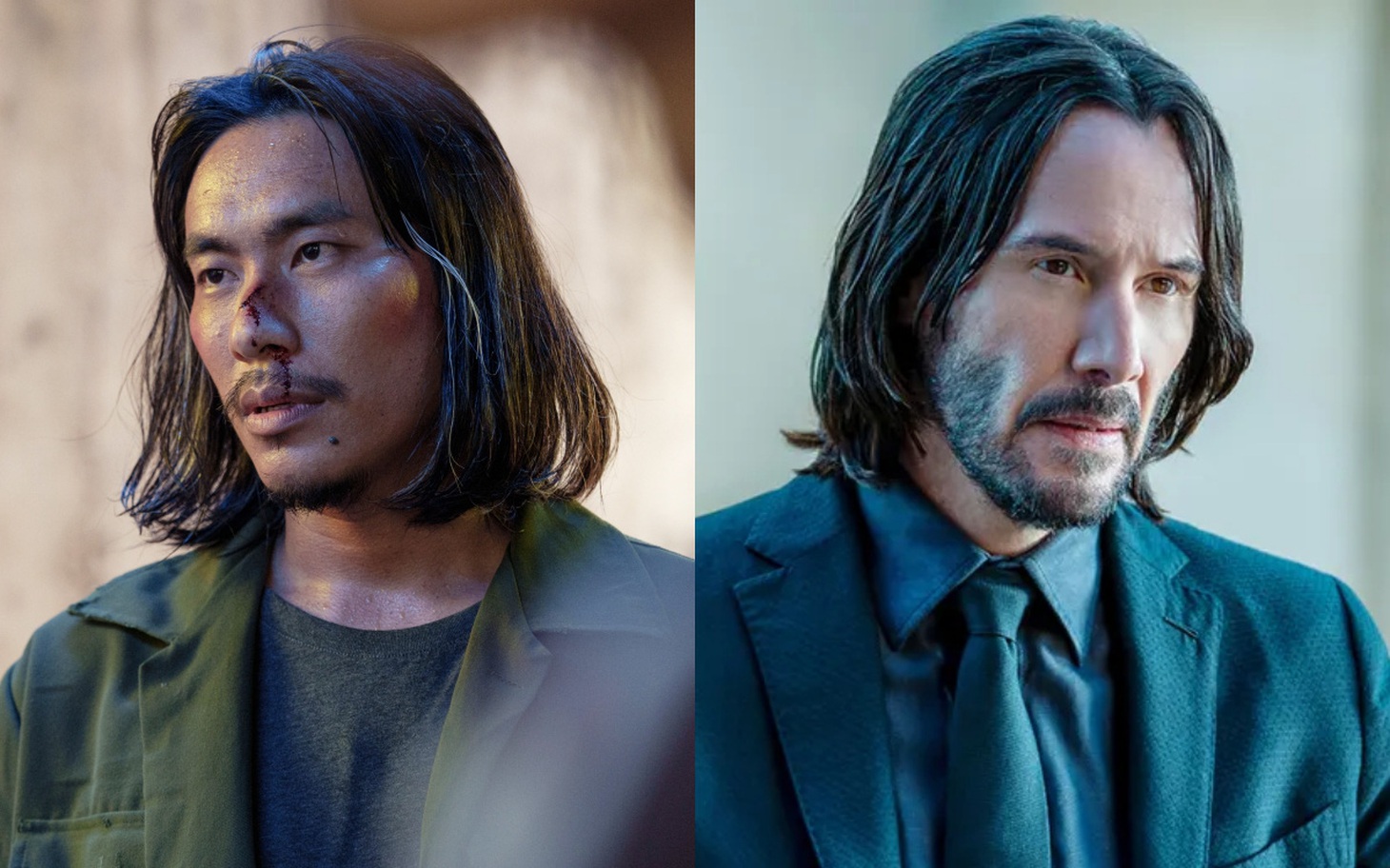 Tạo hình Kiều Minh Tuấn trong Kẻ ẩn danh gợi nhớ đến Keanu Reeves trong John Wick - Ảnh: ĐPCC