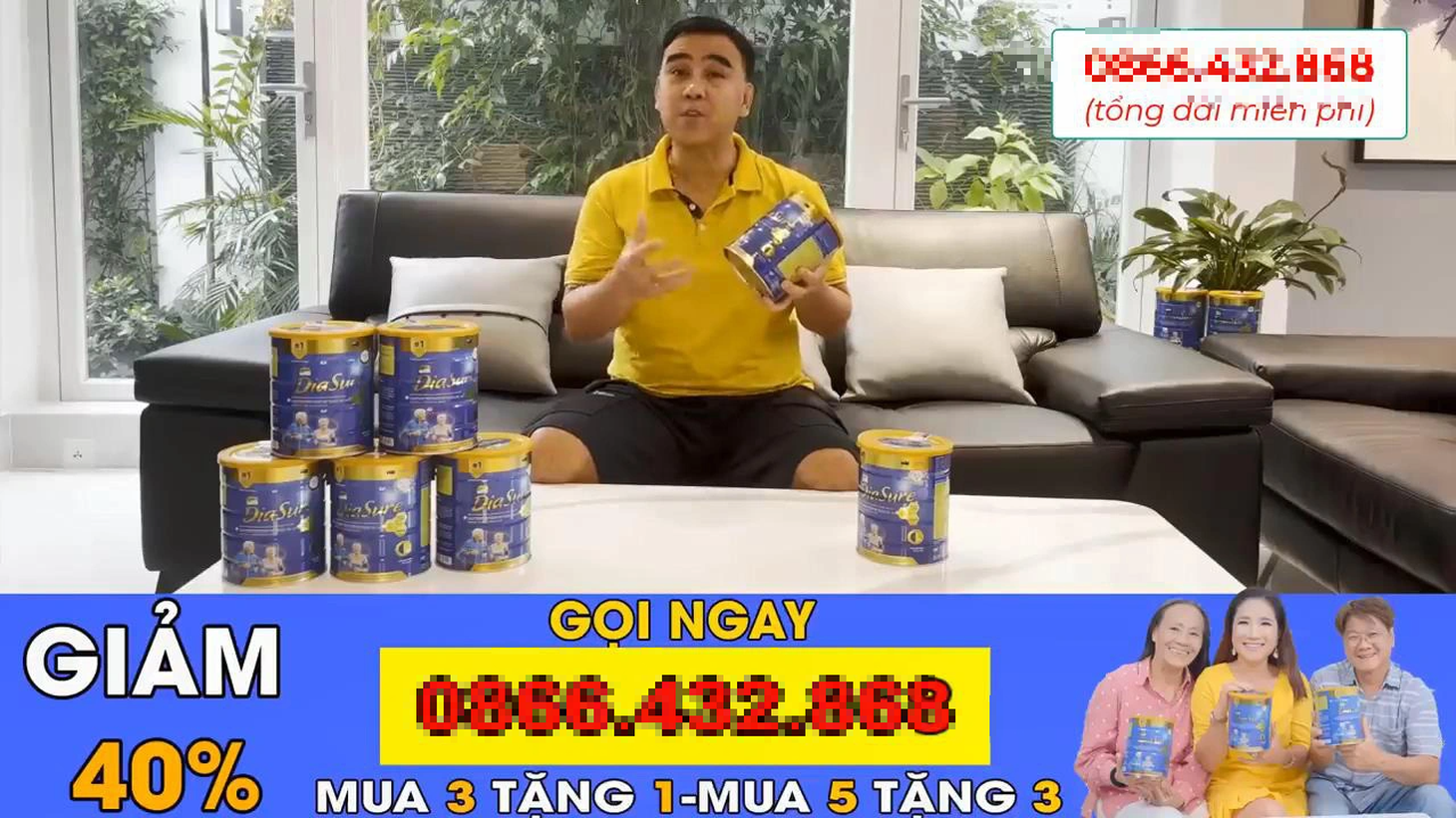 Nghệ sĩ Quyền Linh trong một clip quảng cáo sữa Diasure phát trên mạng - Ảnh: Cắt từ clip
