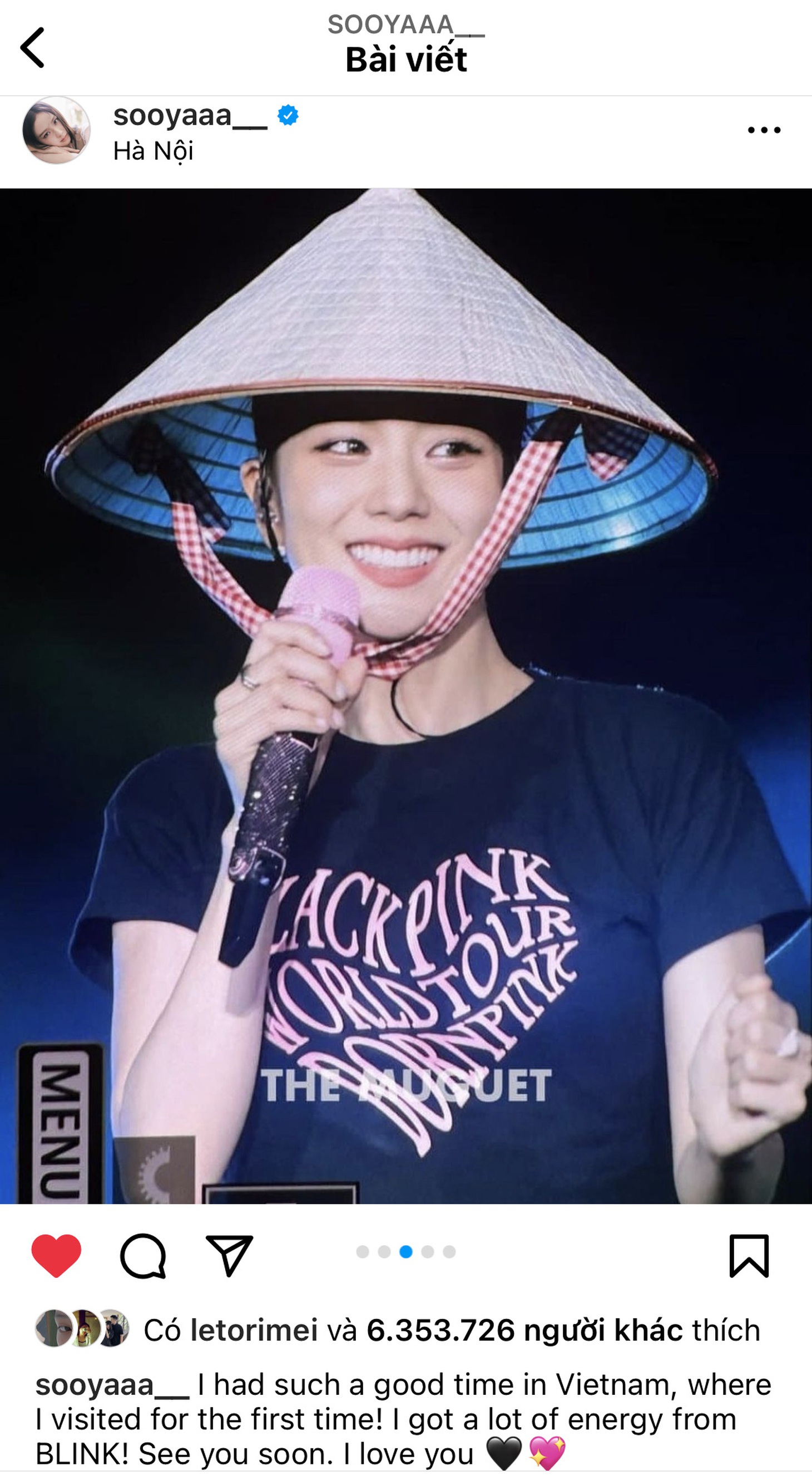 Chị cả Jisoo cũng dành nhiều lời cảm ơn tới Việt Nam và hẹn gặp lại người hâm mộ Việt - Ảnh chụp màn hình
