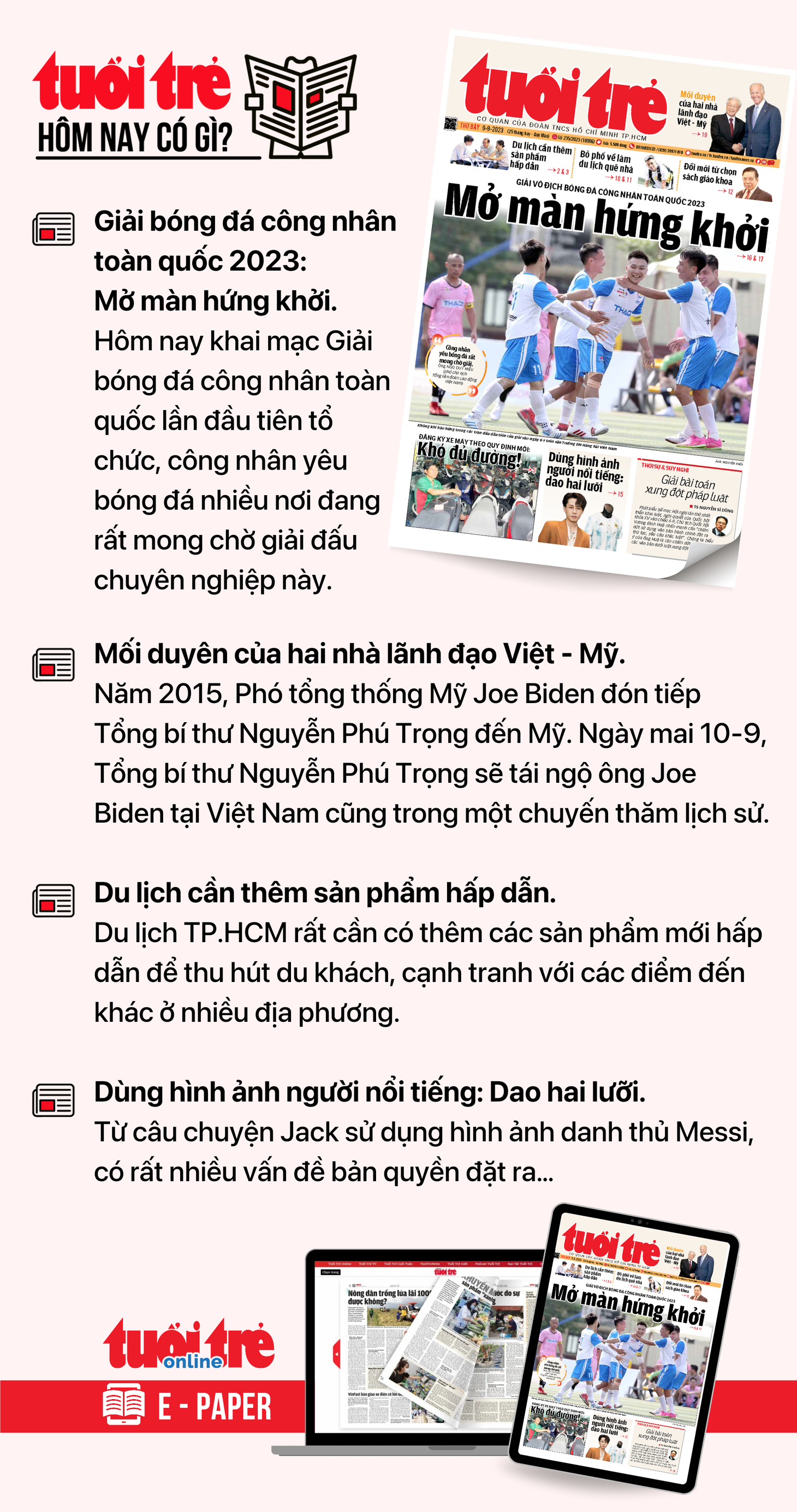 Tin tức chính trên Tuổi Trẻ nhật báo hôm nay 6-9. Để đọc Tuổi Trẻ báo in phiên bản E-paper, mời bạn&nbsp;đăng ký Tuổi Trẻ Sao TẠI ĐÂY