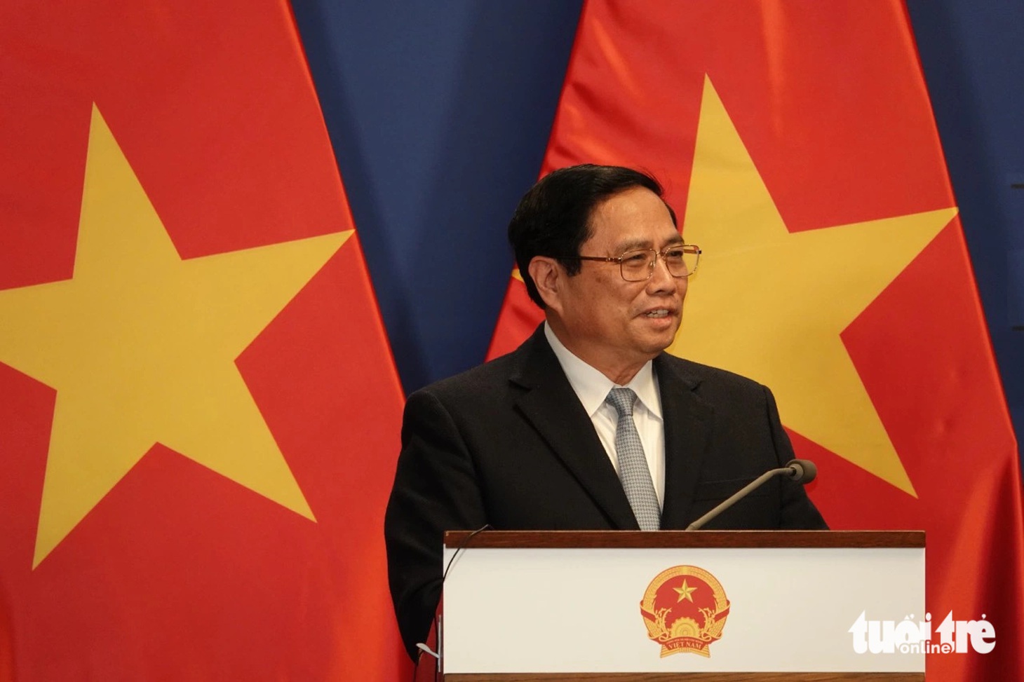 Thủ tướng Phạm Minh Chính nhấn mạnh Hungary là quốc gia duy nhất ở Trung Đông Âu có quan hệ Đối tác toàn diện với Việt Nam - Ảnh: QUỲNH TRUNG