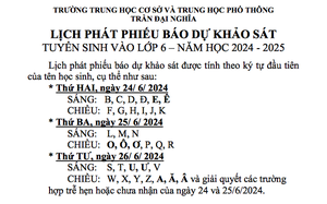 Trường THCS và THPT Trần Đại Nghĩa thông báo lịch phát phiếu báo dự khảo sát tuyển sinh lớp 6