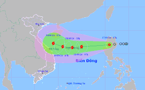 Áp thấp nhiệt đới di chuyển vào Biển Đông, mạnh lên thành bão số 4