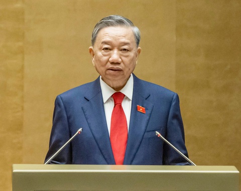 Quốc hội bầu Đại tướng Tô Lâm làm Chủ tịch nước- Ảnh 2. Tân Chủ tịch nước Tô Lâm phát biểu - Ảnh: GIA HÂN