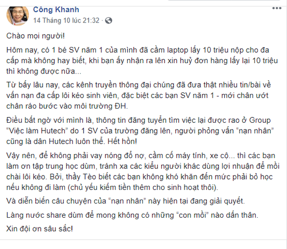 Bẫy đa cấp rình rập tân sinh viên - Ảnh 1. Bẫy đa cấp rình rập tân sinh viên - Ảnh 1.