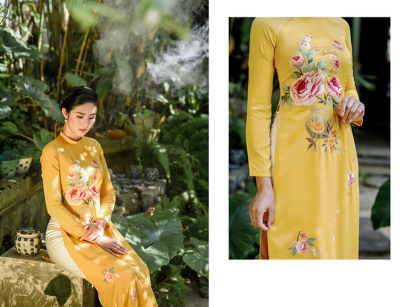 Áo dài Ngọc Hân cảm hứng Đường xưa mây trắng từ thiền sư Nhất Hạnh - Ảnh 8. Áo dài Ngọc Hân cảm hứng Đường xưa mây trắng từ thiền sư Nhất Hạnh - Ảnh 8.