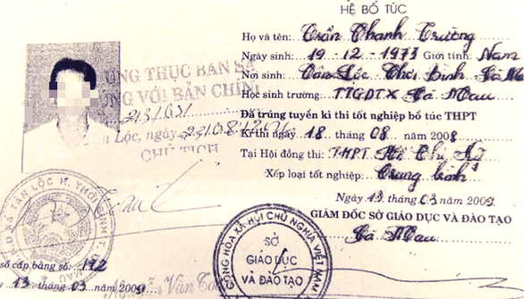 Cà Mau cảnh cáo trưởng công an xã xài bằng giả - Ảnh 1. Cà Mau cảnh cáo trưởng công an xã xài bằng giả - Ảnh 1.