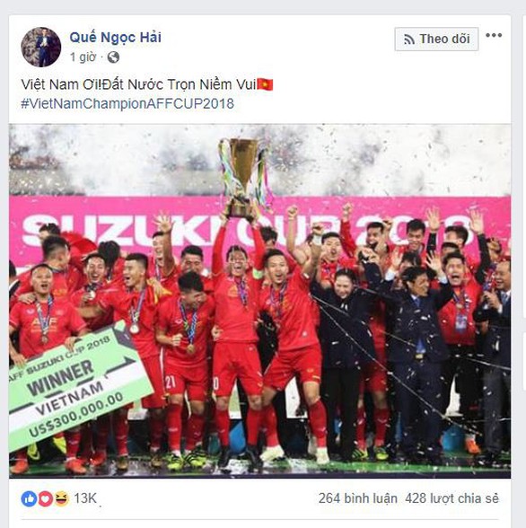 Các tuyển thủ VN viết gì trên Facebook sau khi vô địch AFF Cup? - Ảnh 4. Các tuyển thủ VN viết gì trên Facebook sau khi vô địch AFF Cup? - Ảnh 4.