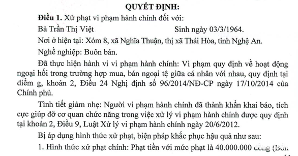Mua bán 100 USD, một chủ tiệm vàng thành khẩn khai báo bị phạt 40 triệu - Ảnh 1. Mua bán 100 USD, một chủ tiệm vàng thành khẩn khai báo bị phạt 40 triệu - Ảnh 1.