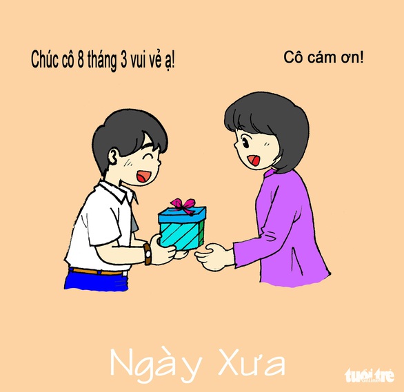 Hí họa: khác biệt giữa ngày Quốc tế Phụ nữ 8-3 xưa và nay - Ảnh 1. Hí họa: khác biệt giữa ngày Quốc tế Phụ nữ 8-3 xưa và nay - Ảnh 1.