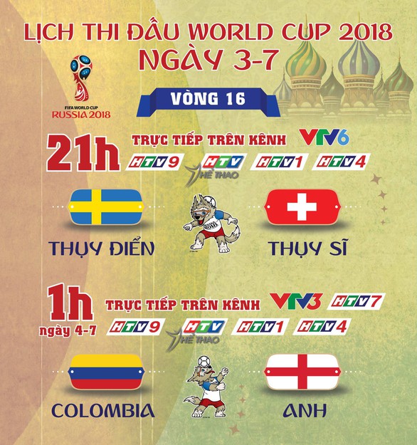 Lịch thi đấu World Cup 2018 ngày thứ ba 3-7 - Ảnh 1. Lịch thi đấu World Cup 2018 ngày thứ ba 3-7 - Ảnh 1.