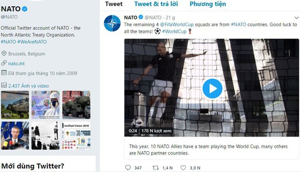 Mạng xã hội dậy sóng vì NATO khoe có 4 thành viên vào bán kết World Cup - Ảnh 3. Mạng xã hội dậy sóng vì NATO khoe có 4 thành viên vào bán kết World Cup - Ảnh 3.