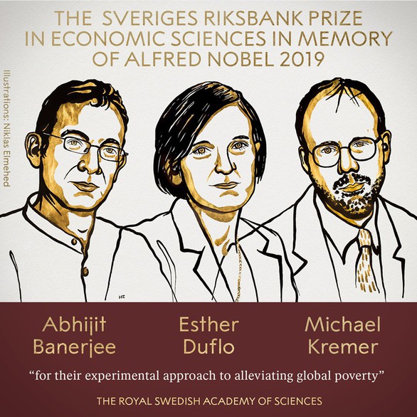 Nobel kinh tế 2019: vinh danh 3 nhà khoa học chống đói nghèo - Ảnh 1. Nobel kinh tế 2019: vinh danh 3 nhà khoa học chống đói nghèo - Ảnh 1.