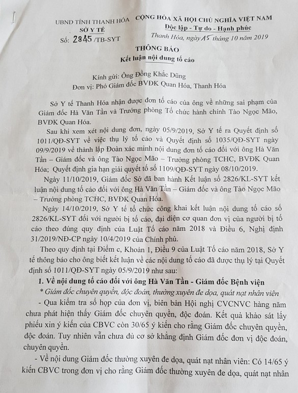 Chuyển hồ sơ cho cơ quan điều tra vụ giám đốc bệnh viện bị tố nhận tiền chạy việc - Ảnh 2. Chuyển hồ sơ cho cơ quan điều tra vụ giám đốc bệnh viện bị tố nhận tiền chạy việc - Ảnh 2.
