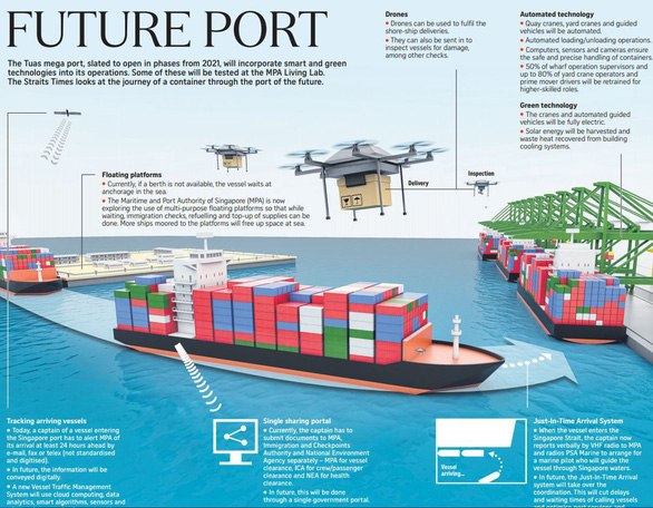 Choáng ngợp với siêu cảng container của Singapore - Ảnh 1.