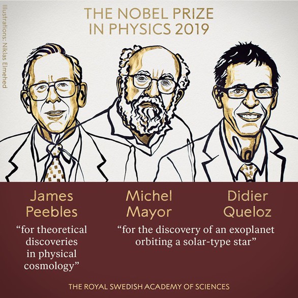 Nobel vật lý 2019 tôn vinh nghiên cứu về vũ trụ - Ảnh 1. Nobel vật lý 2019 tôn vinh nghiên cứu về vũ trụ - Ảnh 1.