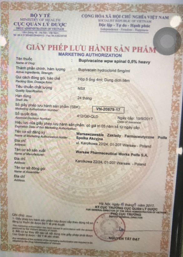 Loại thuốc nào được dùng gây tê trong vụ sản phụ Đà Nẵng tử vong? - Ảnh 1. Loại thuốc nào được dùng gây tê trong vụ sản phụ Đà Nẵng tử vong? - Ảnh 1.