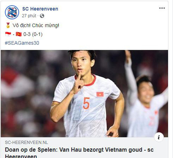 CLB Heerenveen của Đoàn Văn Hậu: Chúc mừng Việt Nam vô địch - Ảnh 1. CLB Heerenveen của Đoàn Văn Hậu: Chúc mừng Việt Nam vô địch - Ảnh 1.