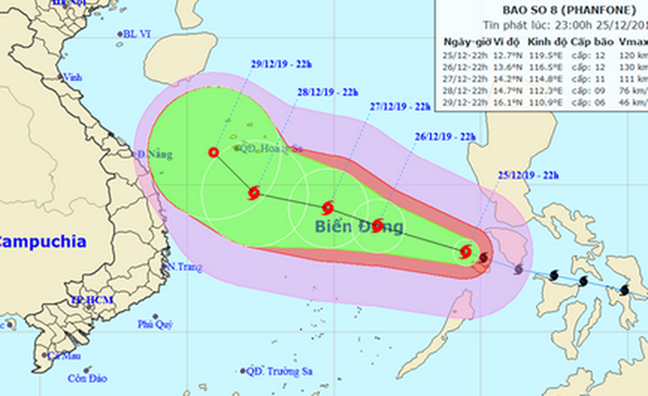 Bão Phanfone đã vào biển Đông, cách Song Tử Tây 570km - Ảnh 1.