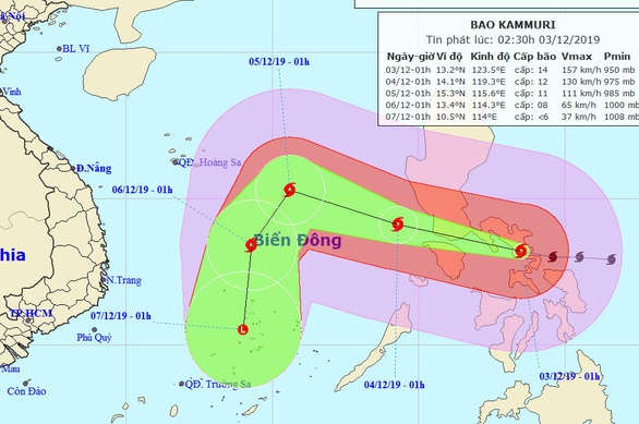 Bão Kammuri giật cấp 17 sắp vào Biển Đông, TP.HCM có mưa rào - Ảnh 1. Bão Kammuri giật cấp 17 sắp vào Biển Đông, TP.HCM có mưa rào - Ảnh 1.