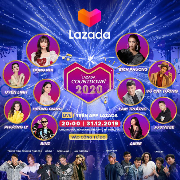 Đại Nhạc Hội Lazada Countdown 2020 – Sự kiện lớn dịp Tết Dương lịch - Ảnh 1. Đại Nhạc Hội Lazada Countdown 2020 – Sự kiện lớn dịp Tết Dương lịch - Ảnh 1.