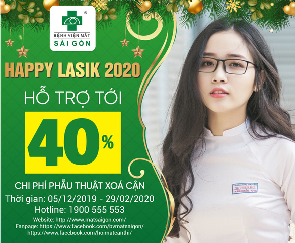 Happy Lasik 2020 - hỗ trợ lên đến 40% chi phí phẫu thuật tật khúc xạ - Ảnh 1. Happy Lasik 2020 - hỗ trợ lên đến 40% chi phí phẫu thuật tật khúc xạ - Ảnh 1.