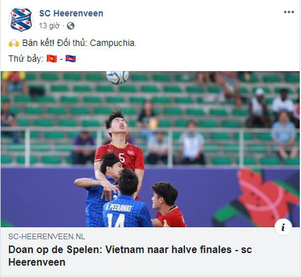 CLB Heerenveen chúc mừng Đoàn Văn Hậu và U22 Việt Nam vào bán kết SEA Games - Ảnh 1.