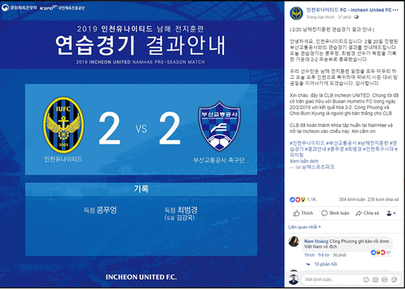 Công Phượng ghi bàn trong trận ra mắt Incheon United - Ảnh 1. Công Phượng ghi bàn trong trận ra mắt Incheon United - Ảnh 1.