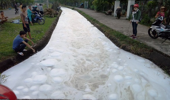 Kênh xuất hiện bọt trắng xóa như xà phòng, cá chết la liệt - Ảnh 1. Kênh xuất hiện bọt trắng xóa như xà phòng, cá chết la liệt - Ảnh 1.
