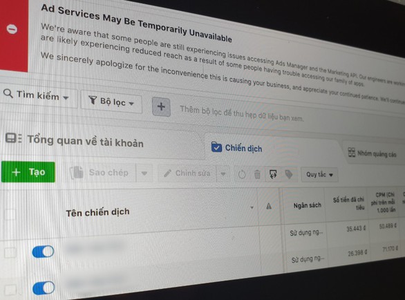 Nhiều tài khoản không dám chi tiền chạy quảng cáo trên Facebook - Ảnh 2. Nhiều tài khoản không dám chi tiền chạy quảng cáo trên Facebook - Ảnh 2.